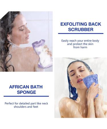 African Bath Sponge Set - 3 Pieces Exfoliating Shower Scrubber for Daily Use (Orange, Purple, Black) - Buy Online on GoSupps.com