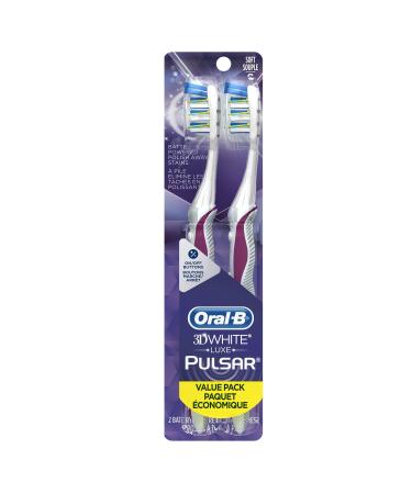 Oral-B Pulsar Whitening Battery Powered Toothbrush Soft 2 Count 2 count (Pack of 1)