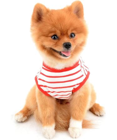 Smalllee Lucky Store Summer Clothing for Dogs | Striped T-Shirt for Small & Medium Breeds | Sleeveless Teacup Yorkie & Chihuahua Apparel in Medium Red - Buy Online on GoSupps.com