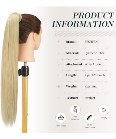 FESHFEN 24 Synthetic Wrap Around Ponytail Extension - Bleach Blonde 24 Inch - Clip in Hairpiece for Women - Buy Online on GoSupps.com