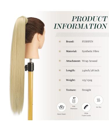 Fine Long Smooth Ponytail Hair Extension - 60cm Bleaching Blonde Synthetic Braid | Women's Hair Accessories - Buy Online on GoSupps.com