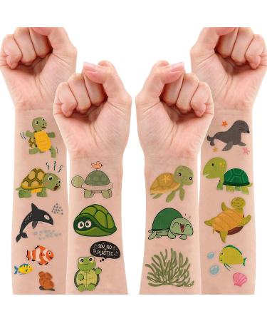 Sea Turtle Temporary Tattoos - 96PCS Ocean Theme Stickers for Birthday Party Decor and Classroom Prizes - Buy Online on GoSupps.com