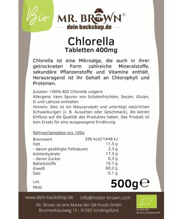 500g Organic Chlorella Tablets | 400mg Vegan Pellets | International Shipping Available - Buy Online on GoSupps.com