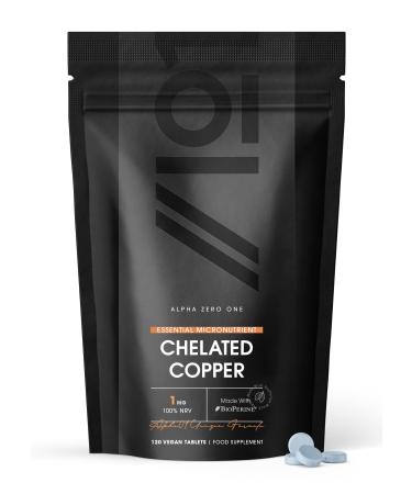 Chelated Copper 1mg with BioPerine - 100% NRV per Tablet Energy + Immunity Support Improved Absorption Non GMO Gluten Free Halal 120 Vegan Tablets - Buy Online on GoSupps.com