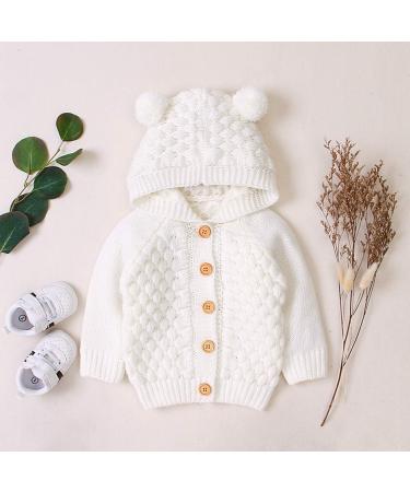 Puseky Baby Knit Hooded Sweater Coat for 0-6 Months - Beige - Buy Online on GoSupps.com