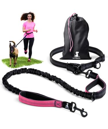 Jogging lines for dogs to walk jogging hiking |2 in 1 jogging line and normal dog leash for large and medium -sized dogs with double handle |Belly belt dog leash pink for a dog - Buy Online on GoSupps.com