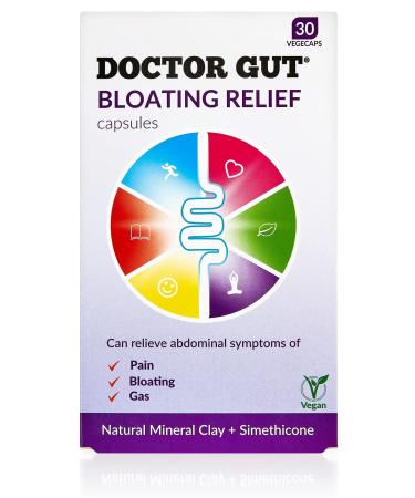 Doctor Gut Bloating Relief - Fast and Effective Relief From Bloating Pain Belching Fullness and Discomfort of Trapped Wind | Natural Clay Advanced Formula | (30 Capsules)