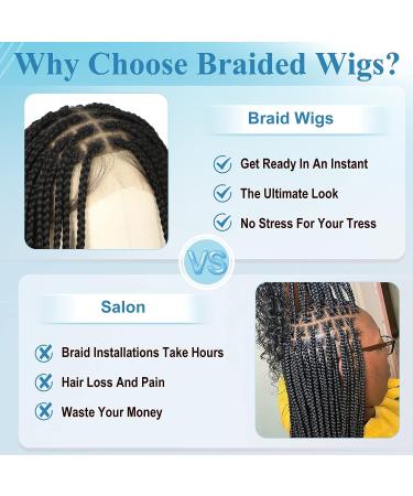 Olymei 38 Full Double Lace Front Knotless Box Braided Wig with Baby Hair - Super Long Black Braids with Curls - Synthetic Wig for Black Women - Buy Online on GoSupps.com