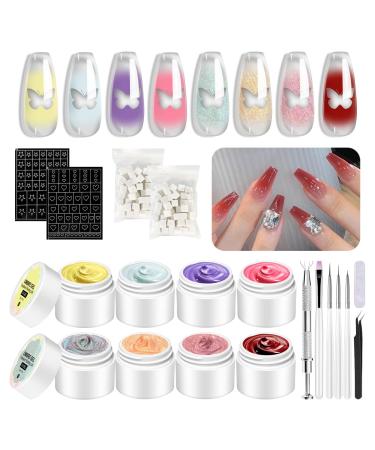 Derwrtup Blending Gel - Gradient Paint Gel - Set of 8 Colors Accessories for Women and Girls Manicure Nail Designs for Artistic Expression