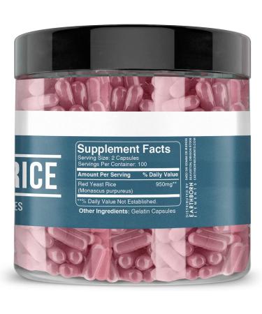 Earthborn Elements Red Yeast Rice 200 Capsules - Pure & Undiluted - No Additives - 200 Count - Buy Online on GoSupps.com