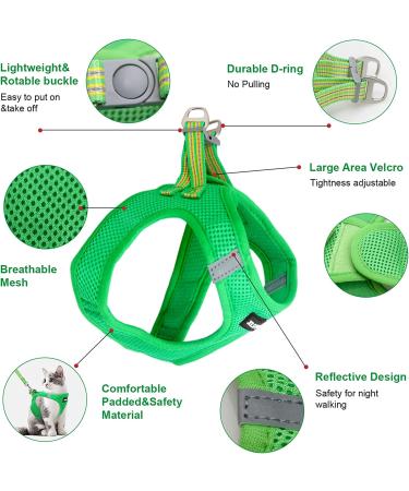 Soft Dog Vest Harness & Leash Set | Reflective Cat Harness | Small Dog & Puppy Step-in Harness | Durable D-Ring | Green (S M L) - Buy Online on GoSupps.com