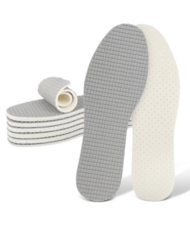 6 Pairs Barefoot Shoe Insoles Breathable Shoes Inserts Latex Foam Insoles Washable and Cuttable Replacement Insoles for Men 4-10 Women 5-11 (6 Pairs Gray)