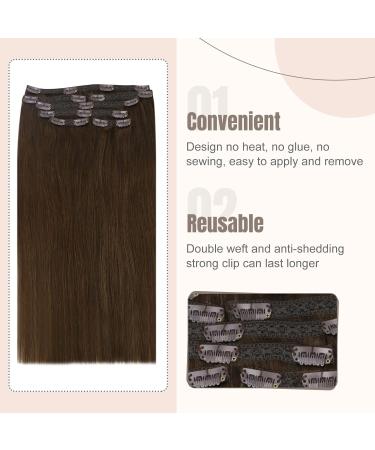 FSHINE 50cm Brown Clip-In Hair Extensions - Real Remy Human Hair 7 Pcs 120g #4 Straight - Buy Online on GoSupps.com