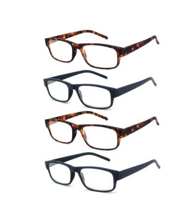 4-pack Men's Matte Finish Computer Readers - Blue Light Blocking Scratch Resistant Reading Glasses (Classic Matte 0.0) Multicolor 0.0 Diopters