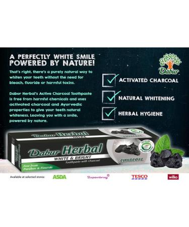 Buy 3x Dabur Herbal Activated Charcoal Toothpaste 100ml - Ayurvedic Oral Care for Whiter Teeth and Fresh Breath - Buy Online on GoSupps.com