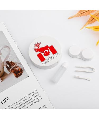 Canada Moose Flag Contact Lens Case - Cute & Portable Round Travel Kit with Mirror for Daily Outdoor Use - Buy Online on GoSupps.com