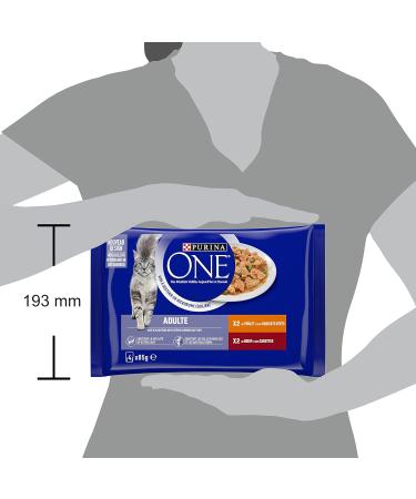PURINA ONE Adult Tapered in Sauce Assorted Flavors Chicken and Beef Meal Bags for Adult Cats 4x85g | Pack of 12 - Buy Online on GoSupps.com