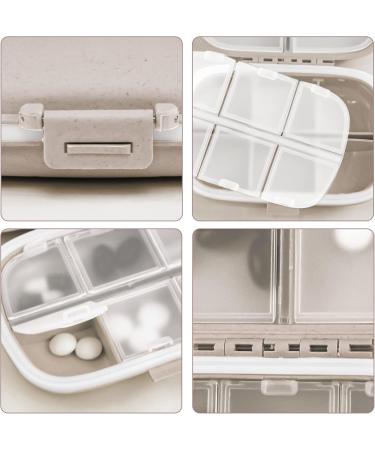 ZUMASO Daily Pill Organizer - 8 Compartment Travel Container for Vitamins & Medications | Portable Beige Pill Box - Buy Online on GoSupps.com