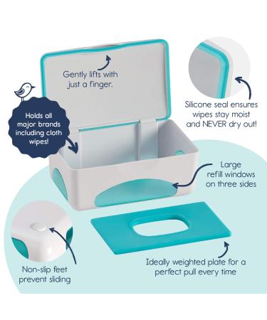 Hiccapop Baby Wipe Dispenser | Non-Slip Easy Open & Close Wipe Case | Keeps Diaper Wipes Fresh | Teal with Teal Window - Buy Online on GoSupps.com