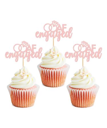 Ercadio 24 Pack We're Engaged Cupcake Topper Pink Glitter Wedding Engagement Cupcake Picks We re Engagement Cupcake Picks for Bridal Shower Wedding Theme Party Cake Decor Supplies Z-engaged Pink