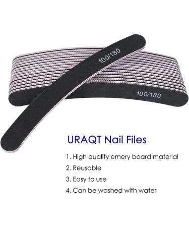 URAQT 15PCS Nail Files Set - Curved Fingernail Files - Double-Sided Emery Board - 100/180 Grit - Professional Manicure Tools for Home and Salon Use - Black - Buy Online on GoSupps.com