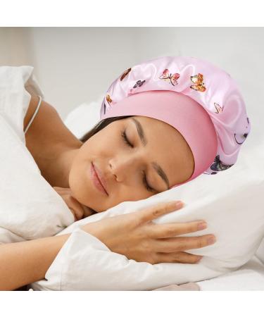 LADES Silk Satin Bonnet-4 Packs Women Satin Hair Bonnet for Curly Hair Satin Bonnet Silk Sleep Cap Silk Hair Wrap for Sleeping Black Hair Black+Pink+Red+Navy Blue - Buy Online on GoSupps.com
