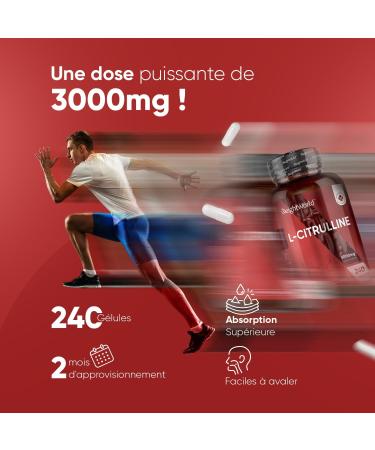 L Citrulline Preworkout 3000 mg Alternative Citrulline Powder 240 Vegan Capsules Amino Acid Bodybuilding Ideal for Sports Active Routine Sport Training Magnesium Stearate Free - Buy Online on GoSupps.com