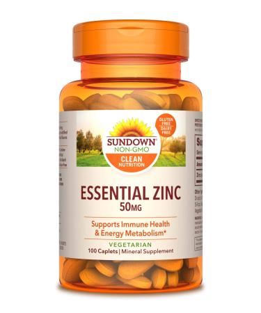 Rexall Sundown Naturals Zinc High Potency 50 mg 100 Caplets - 2pc