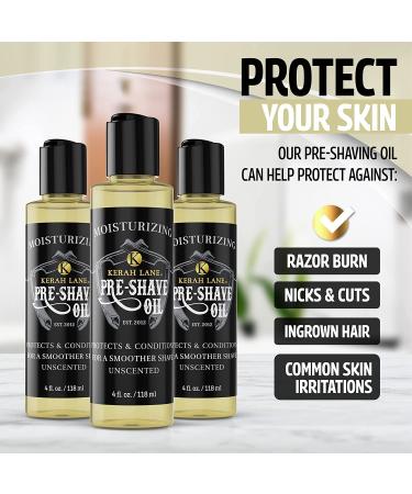 Kerah Lane Pre-Shave Lube Oil - Unscented 4oz | Moisturizing Shaving Oil for Safety & Straight Razor | Smooth, Irritation-Free Shave - Buy Online on GoSupps.com