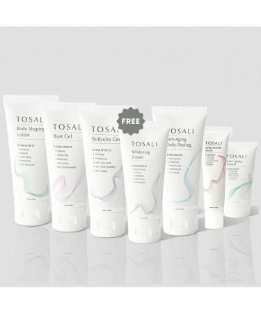 Tosali Firming & Skincare Set with Free Nourishing Cream Buttocks Gel Breast Firming Cream Body Lotion Peeling Mask Wrinkle Serum & Face Cream Hydrating Anti-Aging & Skin Tightening