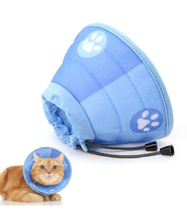 Supet Cat Cone Collar Soft Cat Recovery Collar for Small Large Cats Adjustable Elizabethan Collar for Cats Kittens Blue S (neck: 5.5-9.5")