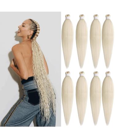 Xtrend 30 Inch 8 Packs Pre Stretched Braiding Hair Blonde Braiding Hair Pre Stretched Yaki Texture Pre-stretched Braids Hair Professional Synthetic Hair Extension Itch Free Hot Water Setting 613# 30 Inch (Pack of 8) 613#