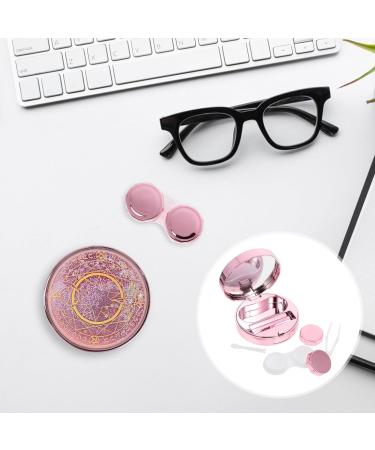 Partykindom Starry Sky Contact Lens Case Set - Cute Travel Storage Box & Tweezers - Pink 7.5x7.5cm - Buy Online on GoSupps.com