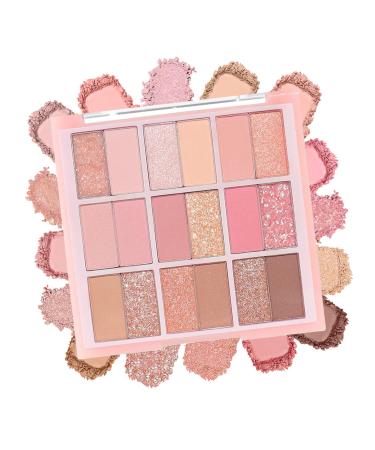 18 Colors Eyeshadow Palette Matte & Shimmer Eyeshadow Makeup Ultra-Blendable Waterproof Long Lasting Eye shadow Makeup Palette Highly Pigmented Makeup Palette for Women 04#
