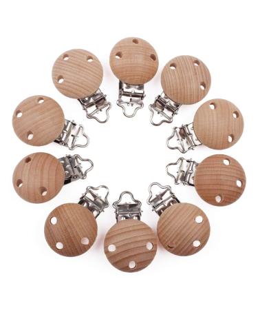 Pacifier Clip for Wooden Teether 15PCS Holder for Teething Toys DIY Soother Accessories  Natural Beech Wood