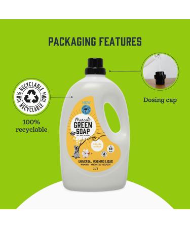 Marcel's Green Soap Laundry Detergent Cotton & Vanilla 3L - Palm Oil Free, Eco-Friendly, Vegan & Biodegradable - Buy Online on GoSupps.com