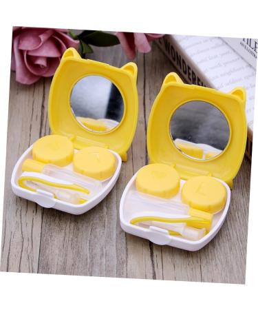 Buifulsic Cartoon Lens Container 2-Pack Travel Case for Contact Lenses with Mirror Yellow Caricature Design - Buy Online on GoSupps.com