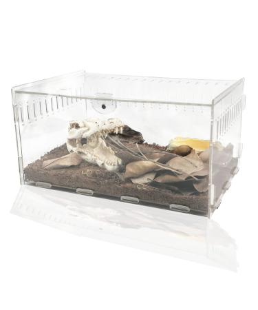 Magnetic Acrylic Reptile Cage,Transparent Enclosure Reptile Breeding Box,Breeding Box Terrarium Tank Suitabl for Tarantulas,Lizards,Chameleons,Hermit Crabs,Snakes,Insect,Turtle(12x8x6 Inch