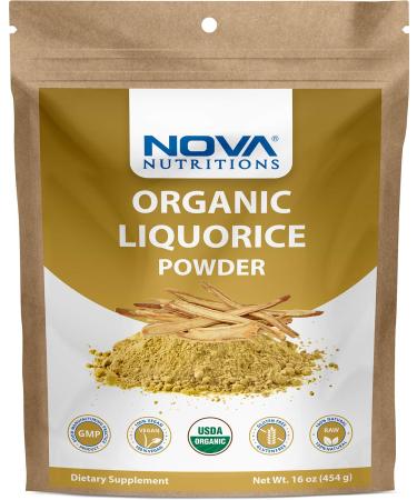 Nova Nutritions Certified Organic Licorice / Liquorice Root Powder 16 OZ (454 gm) - Also Called Glycyrrhiza glabra