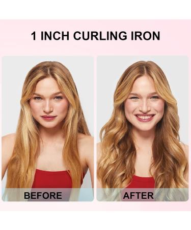 Professional 1 Inch Curling Iron - Long Barrel Hair Curler Wand with Ceramic Coating & Heat Settings | Includes Protective Glove & Clips - Buy Online on GoSupps.com