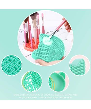 FRCOLOR Makeup Brush Storage Box & Cleaning Mat - 11x11cm Eco-Friendly Tool Stand for Brushes - Hair Brush Cleaner & Air Dry Rack in Green - Buy Online on GoSupps.com