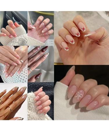 6 Sheets 3D Bow Nail Stickers - Self-Adhesive Nail Art Decals in Gold Silver Red Pink White & Black | DIY Acrylic Nail Decorations for Women - Buy Online on GoSupps.com