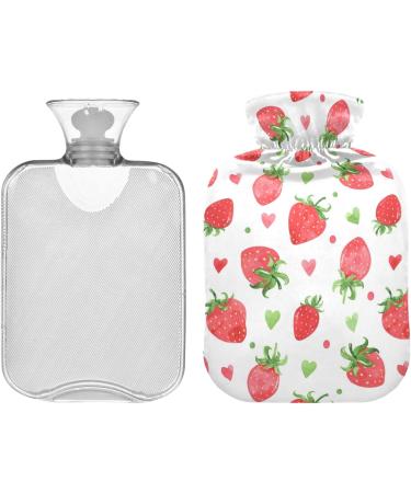 NAANLE Strawberry Watercolor Hot Water Bottle with Cover - 1L | Relief for Back Pain Hand & Foot Warmers Neck Therapy - International Shipping - Buy Online on GoSupps.com