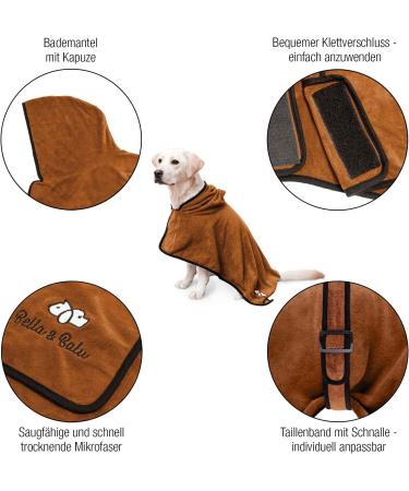 Buy Bella & Balu Microfiber Dog Bathrobe | Absorbent Dog Towel for Bathing & Swimming | M Blue - Puppy Love L Brown | International Shipping Available - Buy Online on GoSupps.com