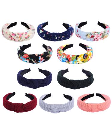 10 Pcs Knotted Headbands for Women and Girls  Wide Turban Non Slip Head Bands Hair Accessories for Women