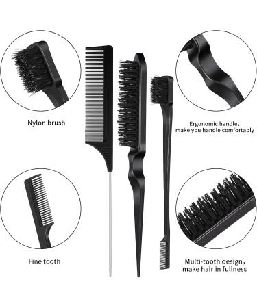 3 Pcs Hair Styling Comb Teasing Comb Set Professional Hair Styling Comb Kit Rat Tail Comb Brush Triple Teasing Comb for Men Women Teasing Slicking Brushing Combing Styling Hair (Black) - Buy Online on GoSupps.com