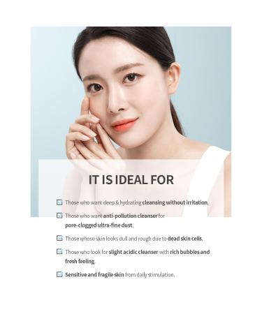 Korean Face Wash - Mild Acid Cleanser with Collagen 140ml | Organic Foaming Mousse for Dry & Sensitive Skin Deep Cleansing Gentle Skincare - Buy Online on GoSupps.com