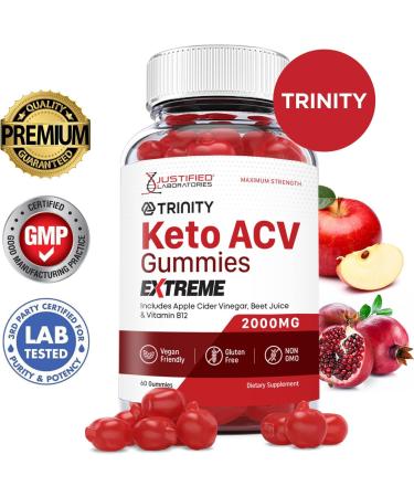 Trinity Keto ACV Gummies 10 Pack - Extreme Formula 2000MG Vegan Non GMO with Pomegranate & Beet Juice Powder - B12 600 Gummys - Buy Online on GoSupps.com