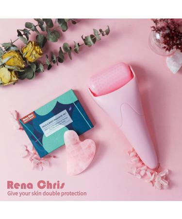 Rena Chris Ice Roller, Gua Sha Facial Tools, Face Massager - Pink Rose | Facial Self Skin Care Tool for Women - Buy Online on GoSupps.com