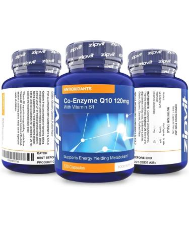 Co-Enzyme Q10 120mg with Vitamin B1 120 Capsules | Supports Heart Function & Energy | 4 Months Supply - Buy Online on GoSupps.com
